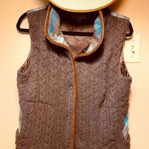 Pendleton Plaid & Brown Wool Vest w Pockets Medium Cowgirl Western